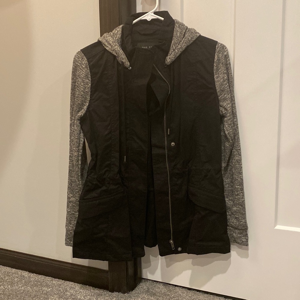 Love Tree Black and Gray Hooded Jacket Size Small